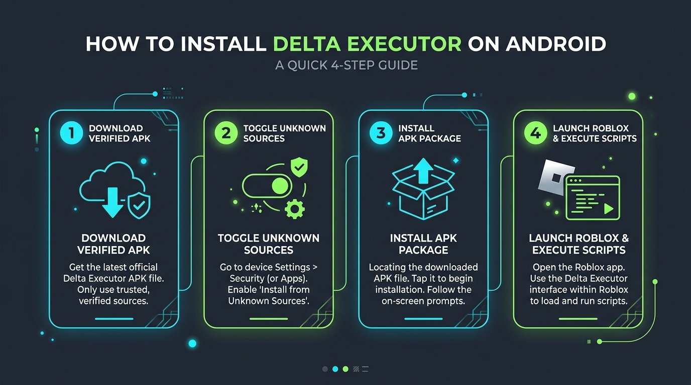 Step-by-Step Infographic on How to Install Delta Executor APK on Android