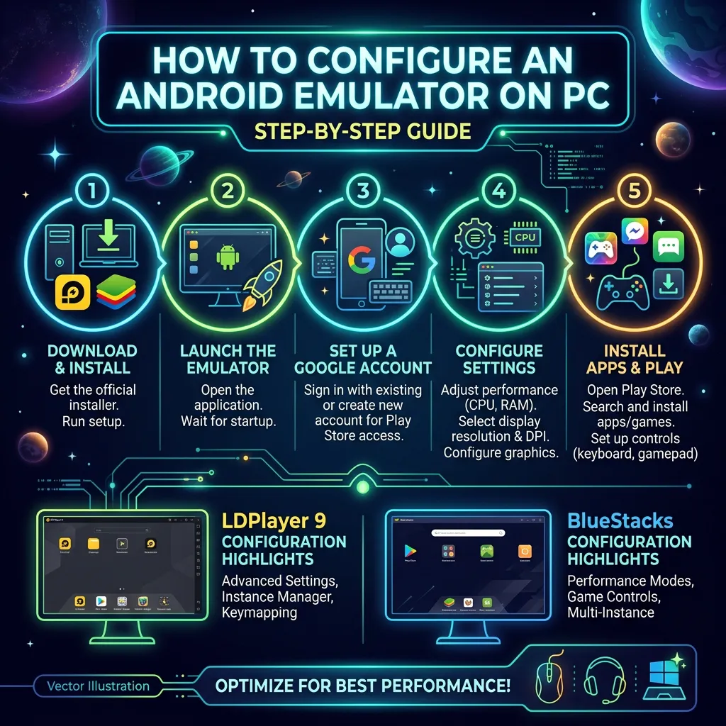 PC Emulator Setup Step-by-Step Infographic